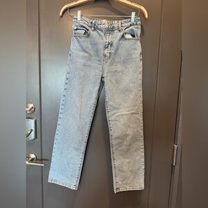 Frame Denim The Ruler Crop Jeans in Light Blue